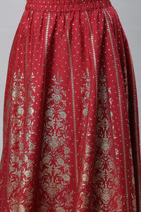 Maroon Printed Flared Skirt