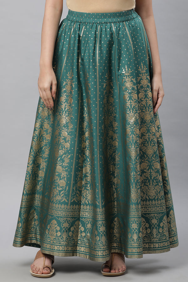 Yellow Dori Emb & Zari & Sequins Viscose Blend Straight Kurta and Flared Skirt Set