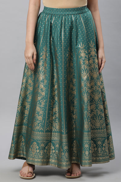Yellow Dori Emb & Zari & Sequins Viscose Blend Straight Kurta and Flared Skirt Set