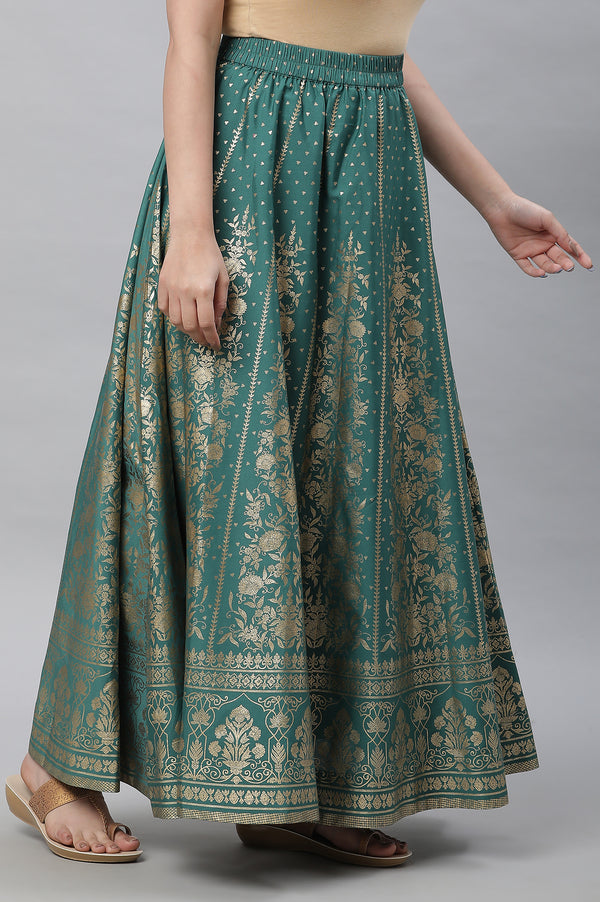 Yellow Dori Emb & Zari & Sequins Viscose Blend Straight Kurta and Flared Skirt Set