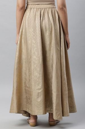 Gold Printed Flared Skirt