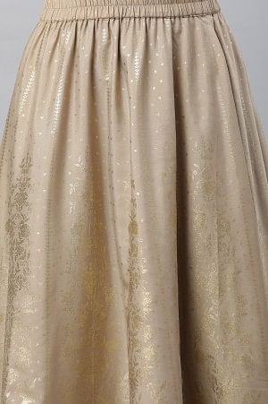 Gold Printed Flared Skirt