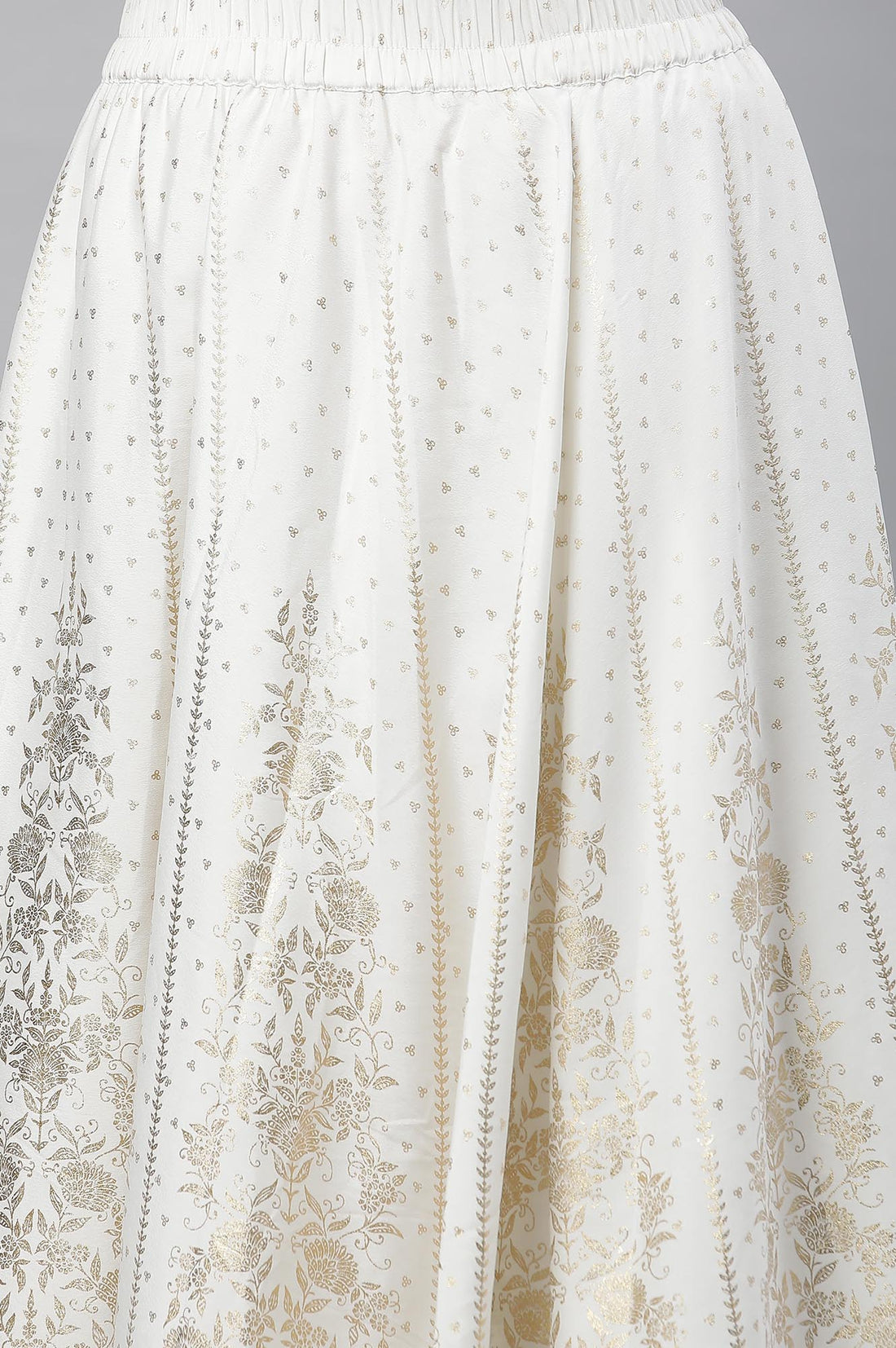 White Printed Flared Skirt