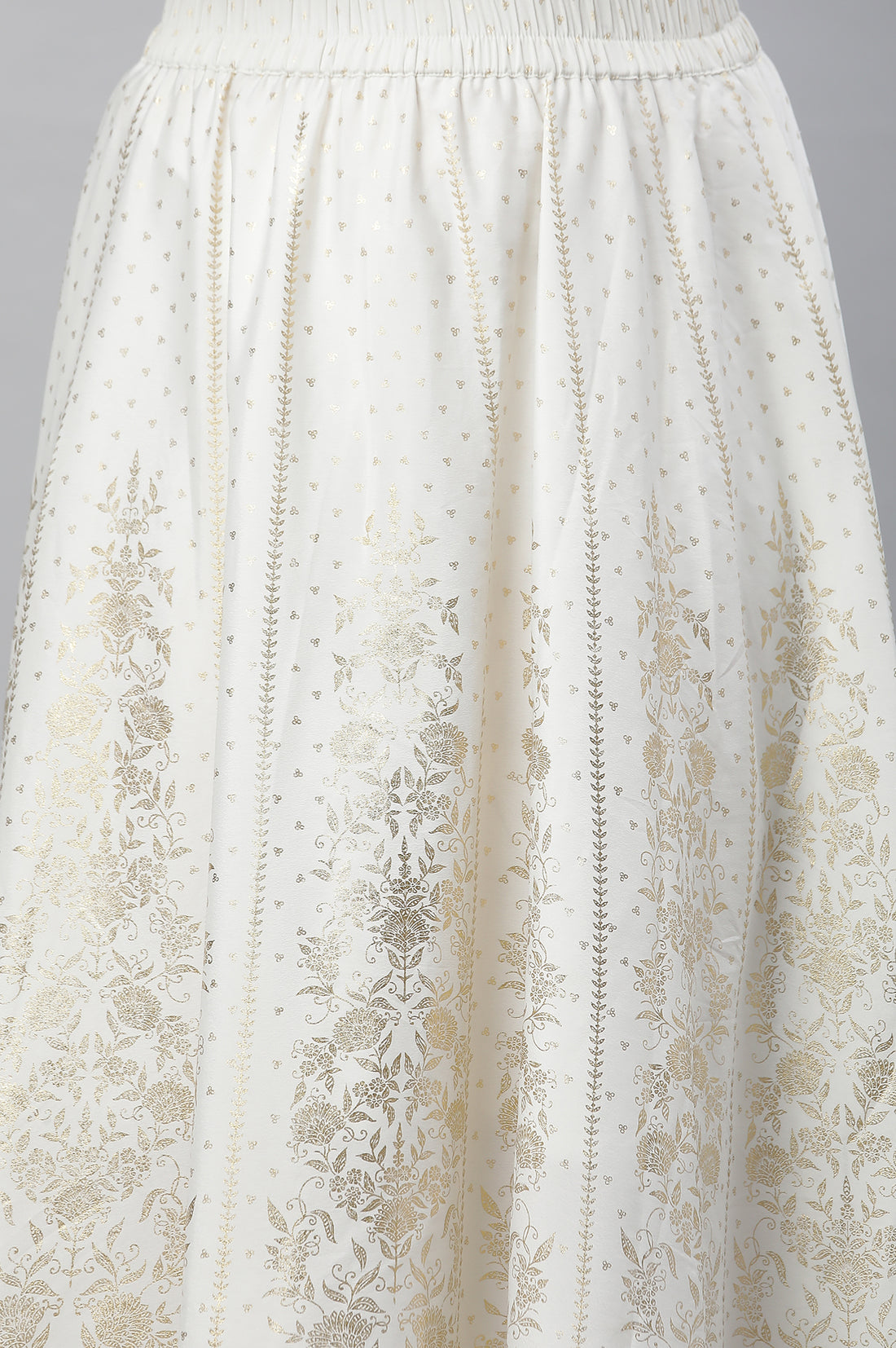 White Printed Flared Skirt