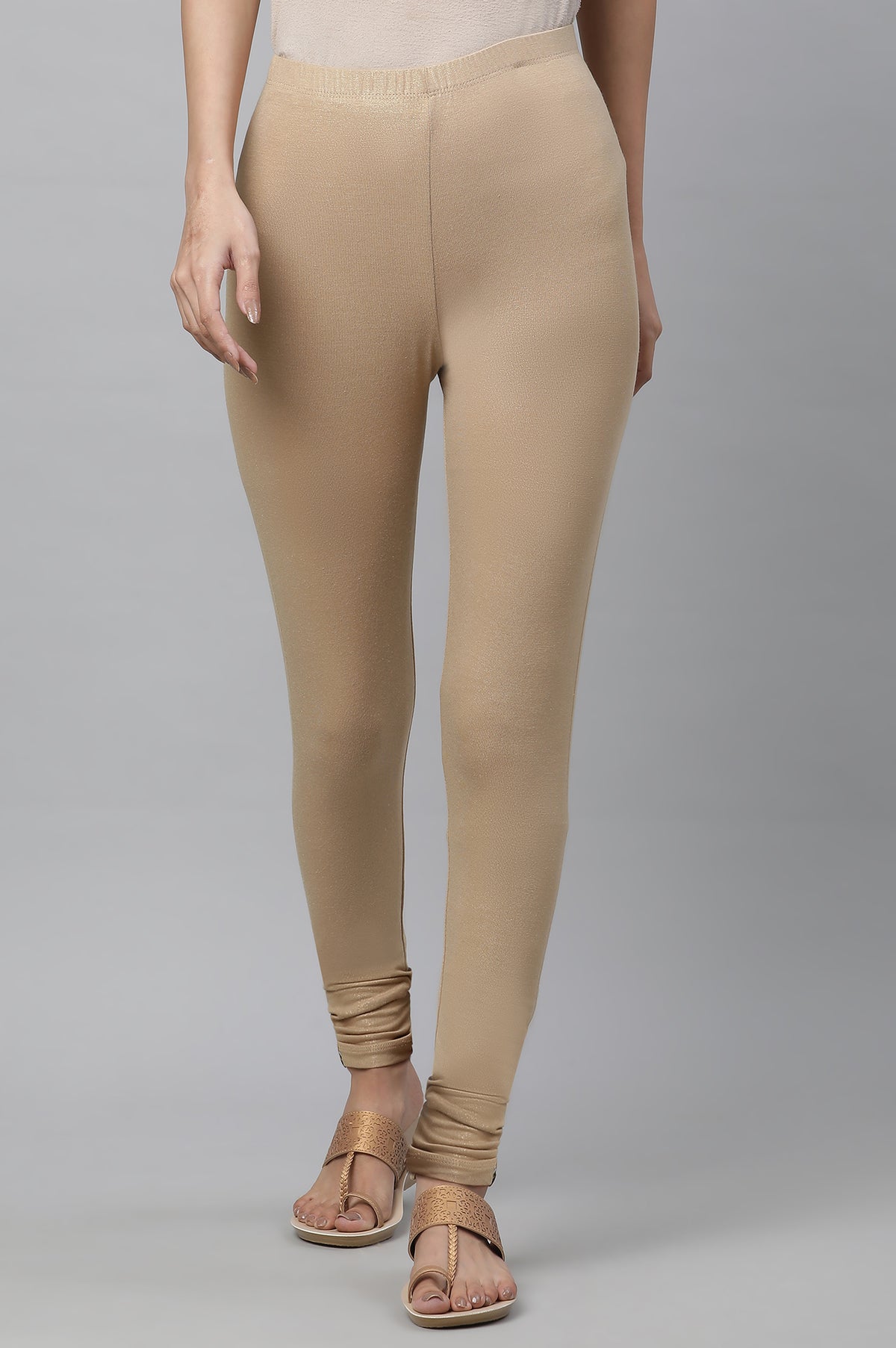 Gold Shimmer Skin Fit Tights - S
