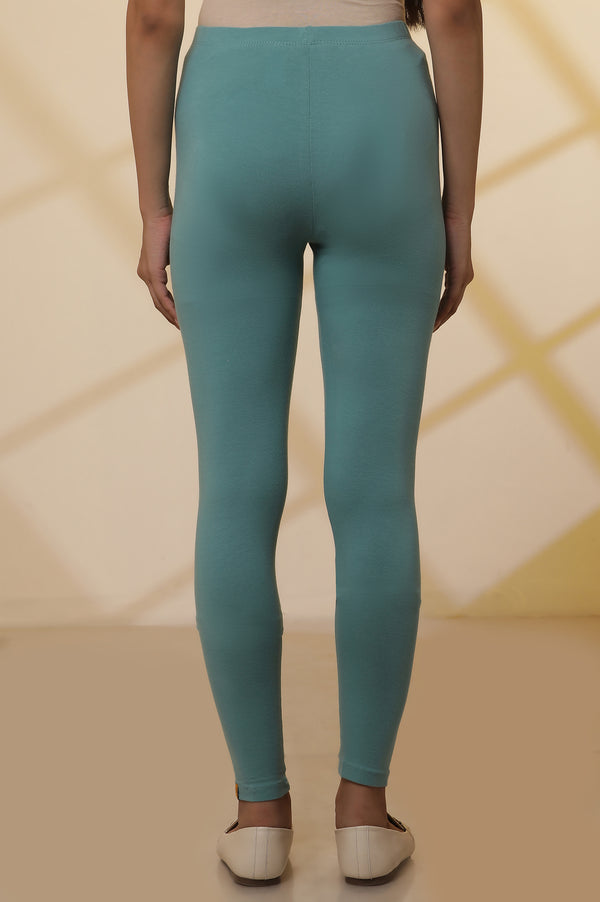 Blue Cotton Lycra Tights