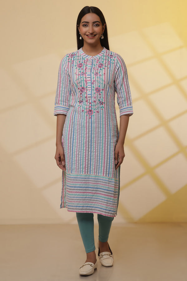 Blue Cotton Lycra Tights