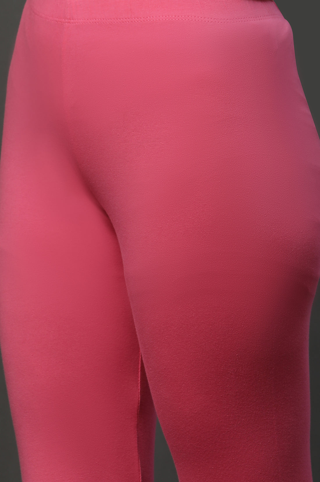 Pink Cotton Lycra Ankle Length Tights
