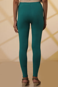 Green Cotton Lycra Ankle Length Tights