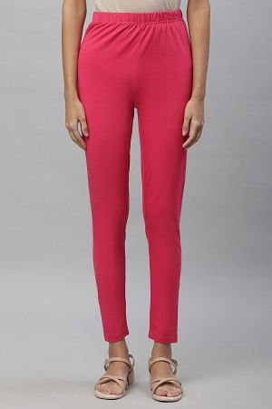 Pink Cotton Lycra Tights