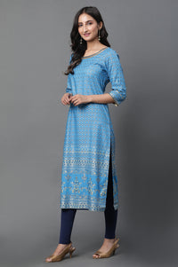 Blue Cotton Lycra Tights