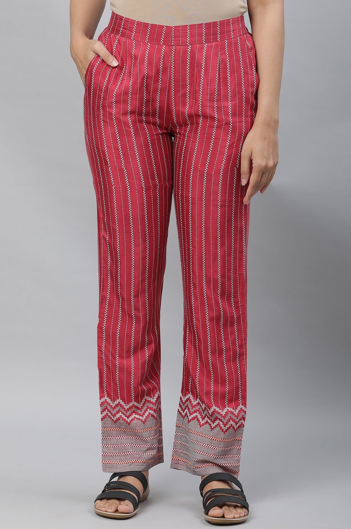 Pink Check Print Narrow Palazzo