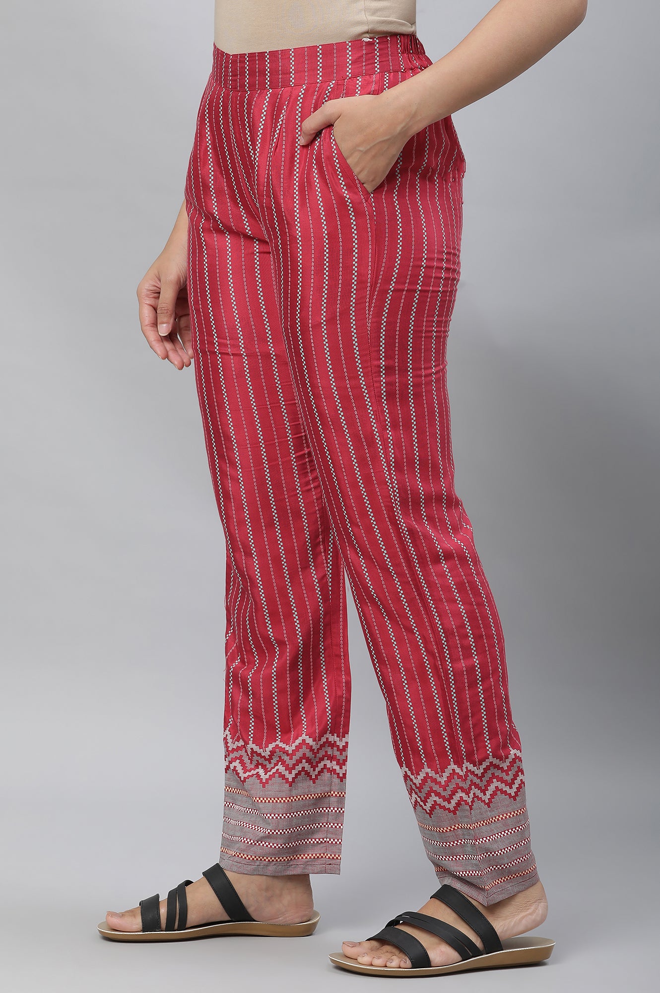 Pink Check Print Narrow Palazzo