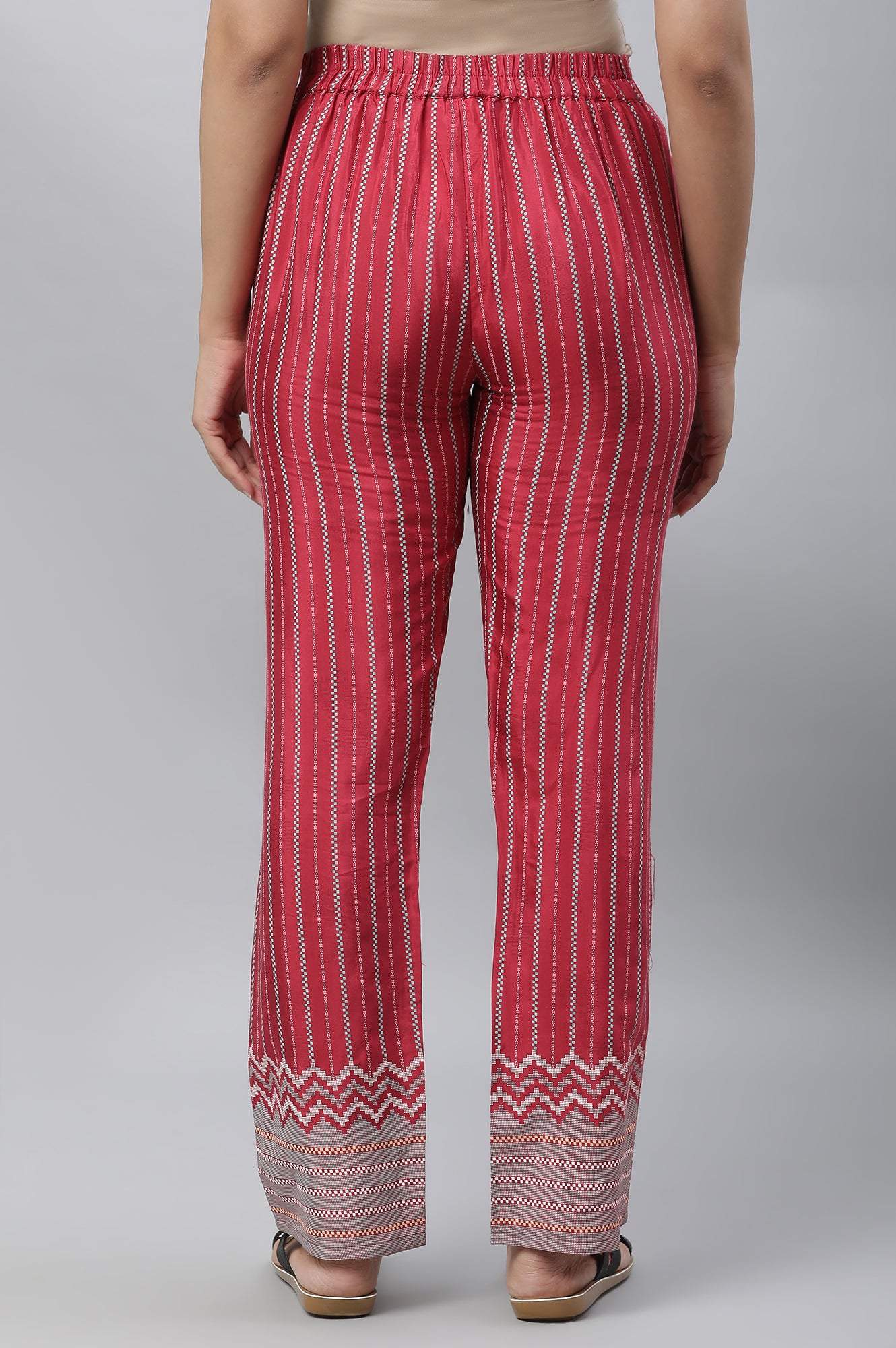 Pink Check Print Narrow Palazzo