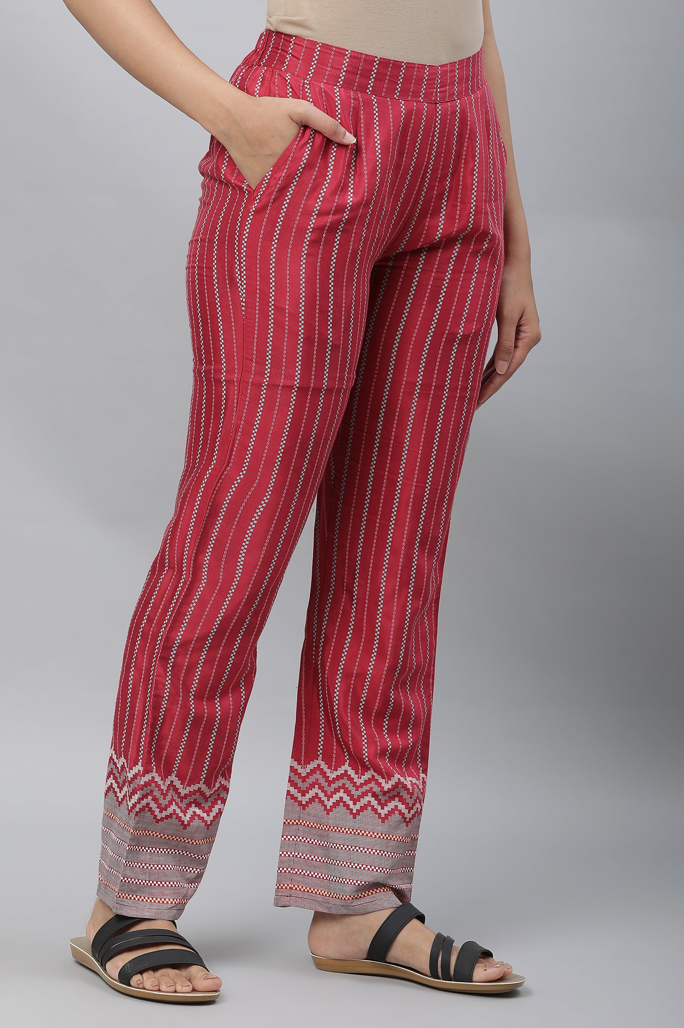 Pink Check Print Narrow Palazzo