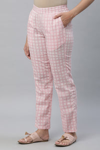Pink Check Print Narrow Palazzo