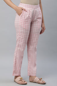 Pink Check Print Narrow Palazzo