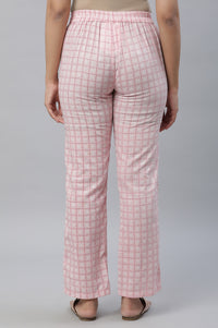 Pink Check Print Narrow Palazzo