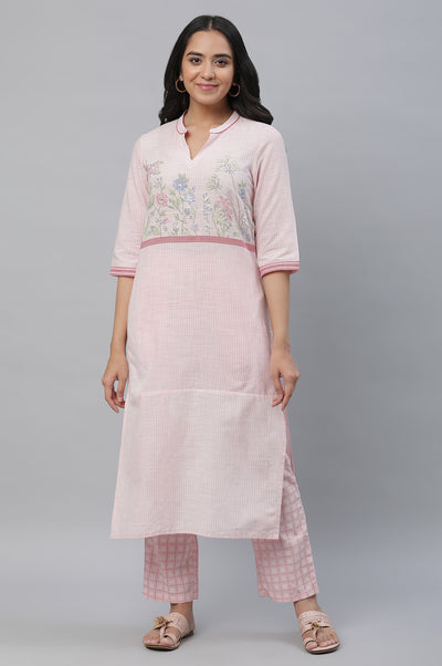 Pink Check Print Narrow Palazzo