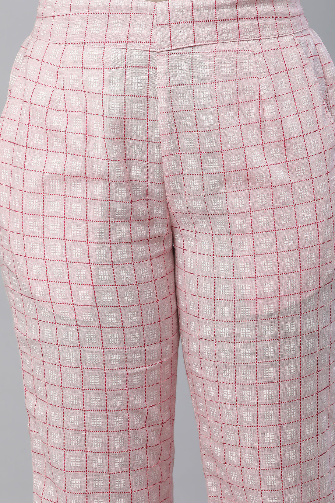 Pink Check Print Narrow Palazzo