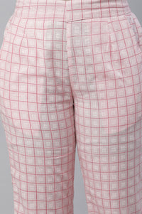 Pink Check Print Narrow Palazzo