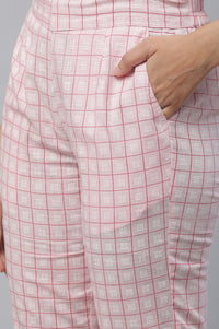 Pink Check Print Narrow Palazzo