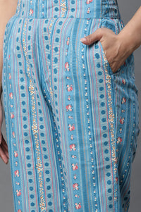 Blue Check Print Narrow Palazzo