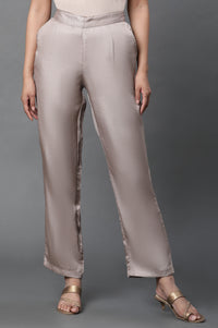 Gold Korean Satin Straight Trouser Pants