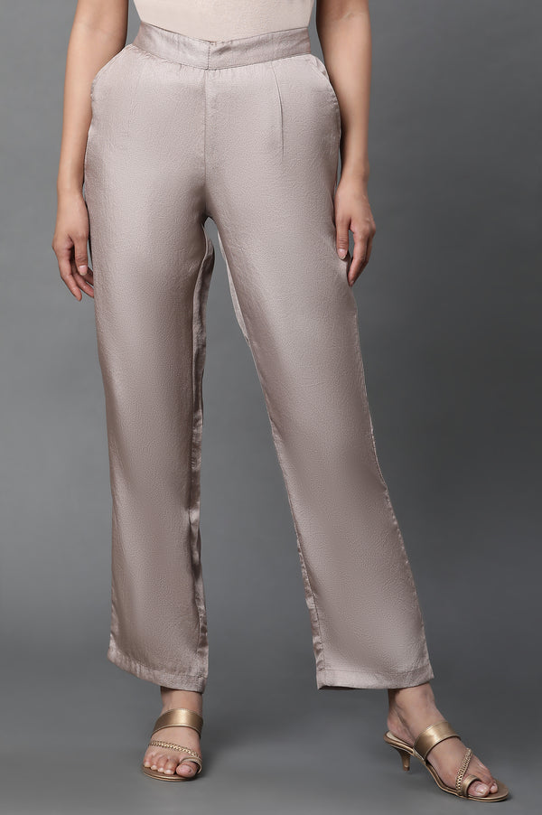 Gold Korean Satin Straight Trouser Pants