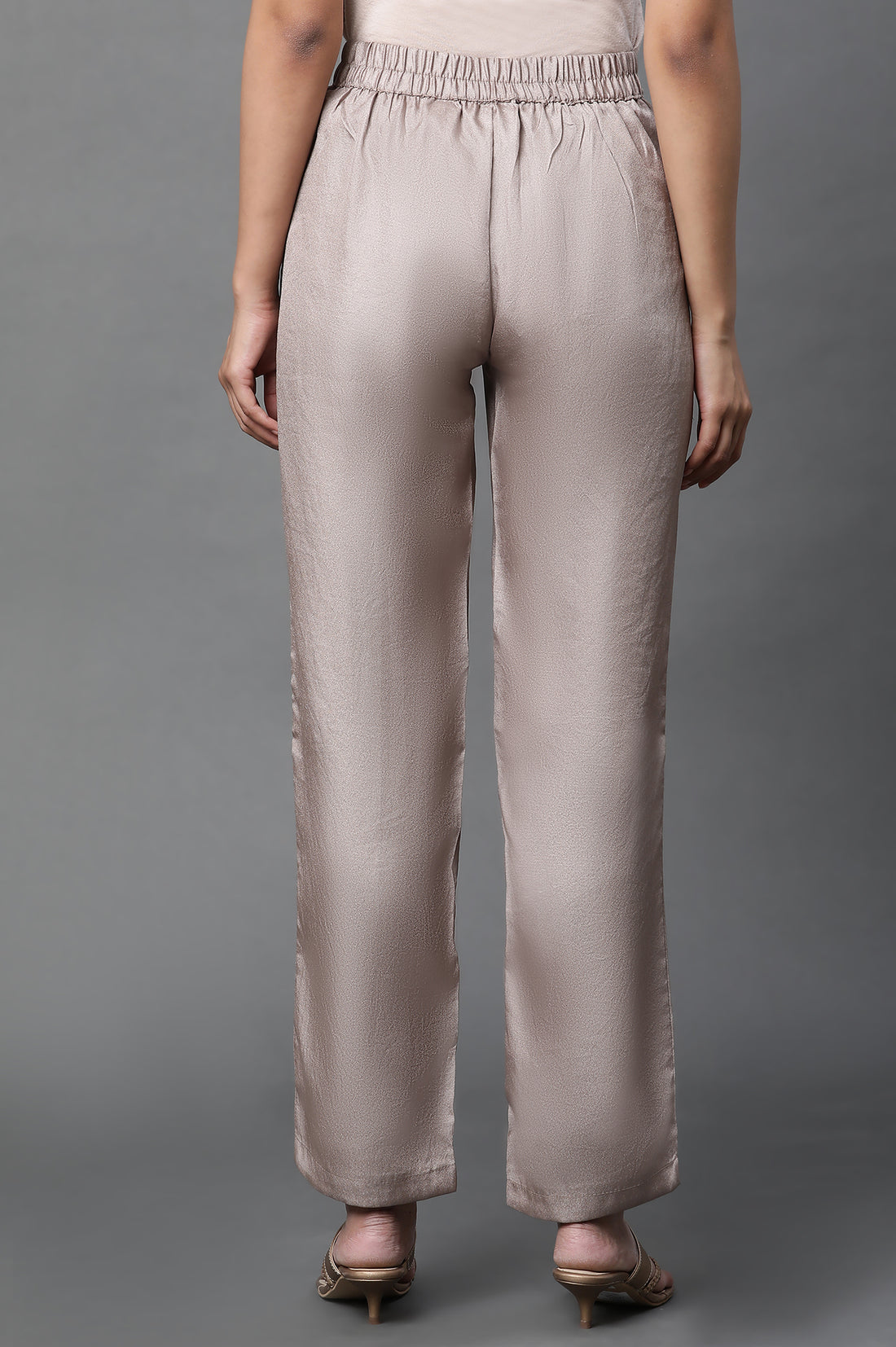 Gold Korean Satin Straight Trouser Pants