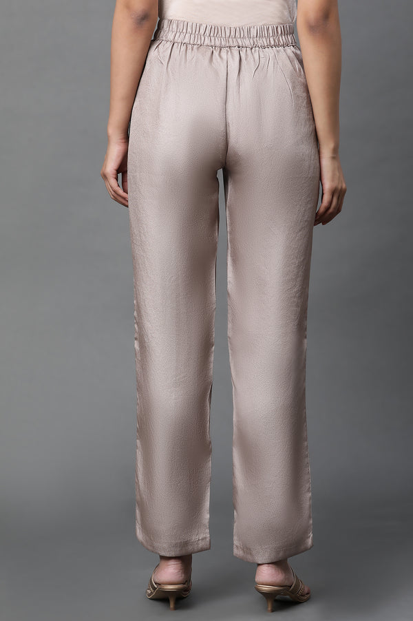 Gold Korean Satin Straight Trouser Pants