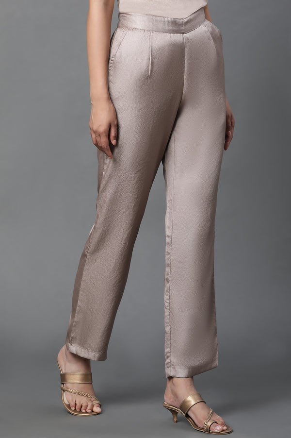 Gold Korean Satin Straight Trouser Pants