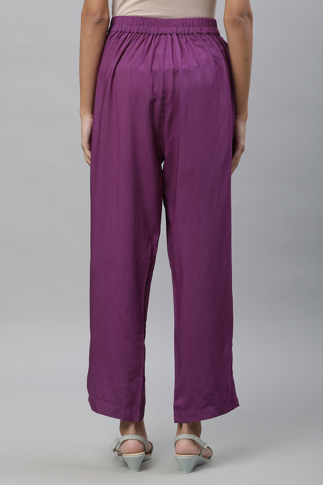 Purple Narrow Palazzo Ankle Length Pants