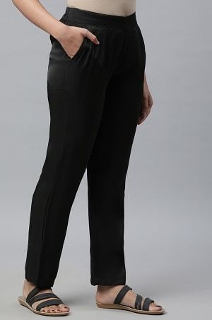 Black Yarn Dyed Shiny Narrow Palazzo