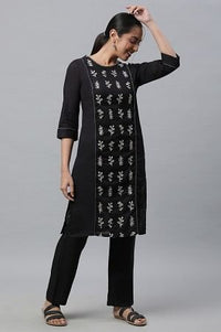Black Yarn Dyed Shiny Narrow Palazzo