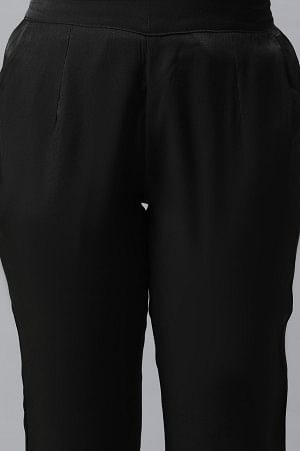 Black Yarn Dyed Shiny Narrow Palazzo