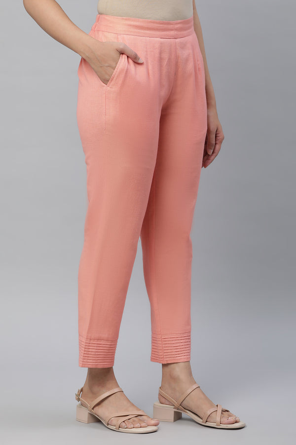 Peach Cotton Flax Trouser Pants