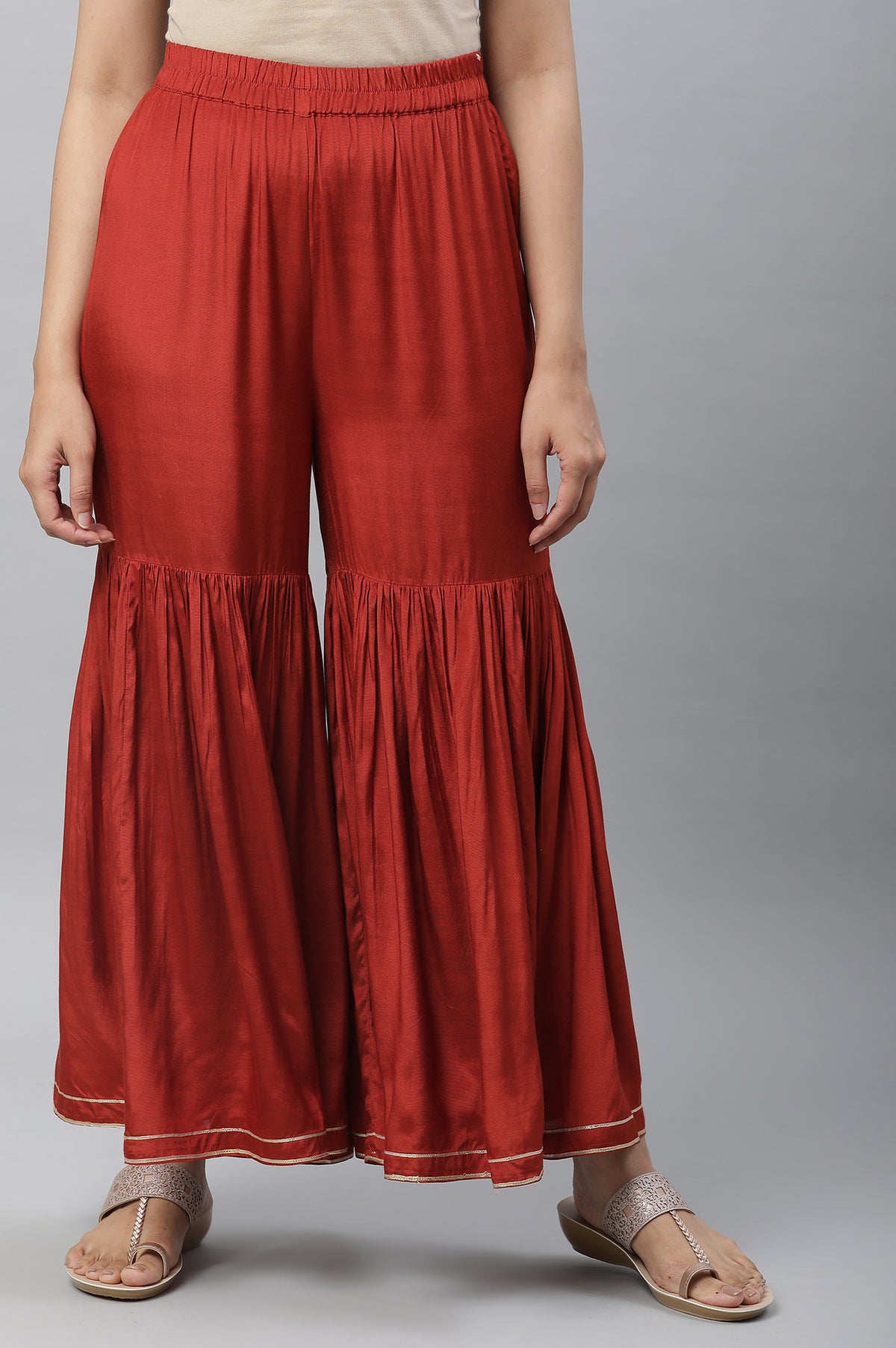 Brick Orange Tiered Sharara - S