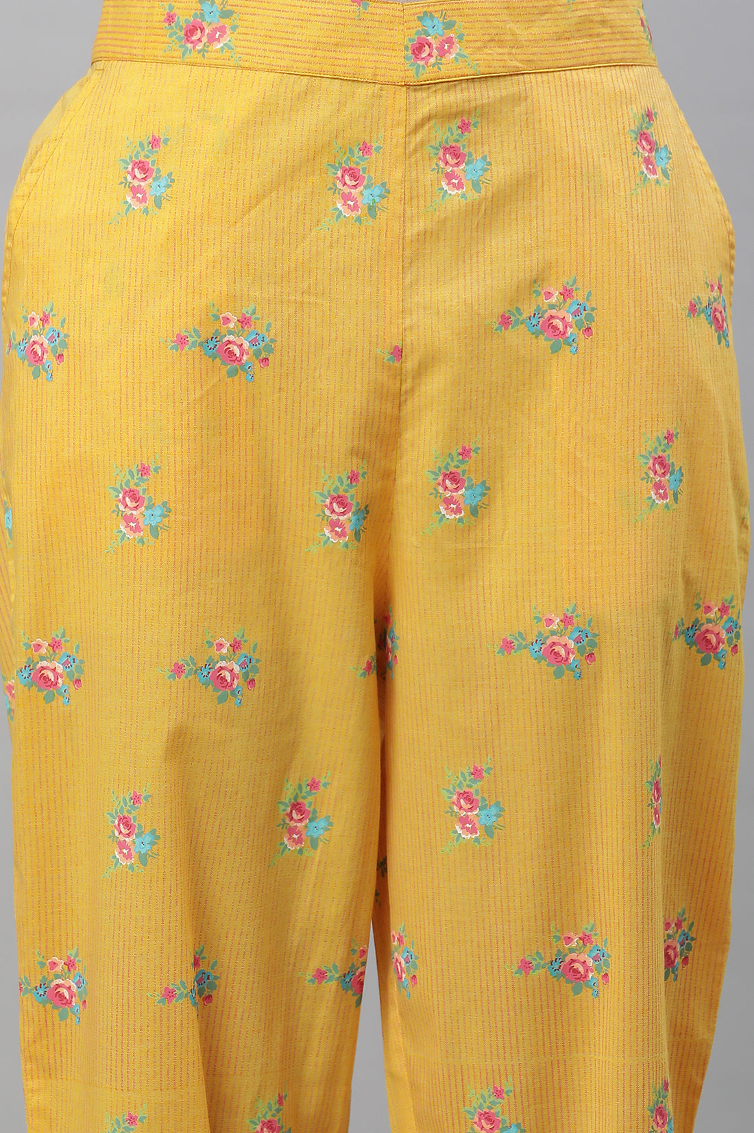 Yellow Floral Printed Trouser Pants