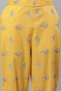 Yellow Floral Printed Trouser Pants