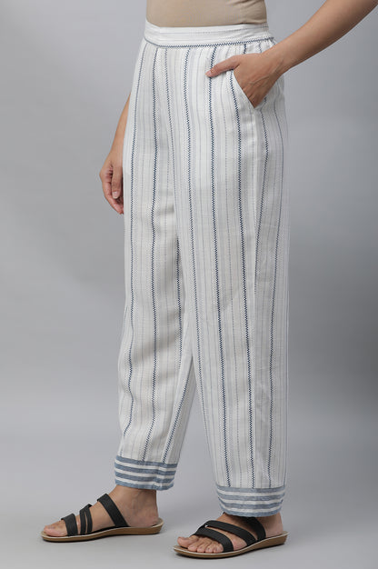 White Stripe Printed Narrow Palazzo Pants