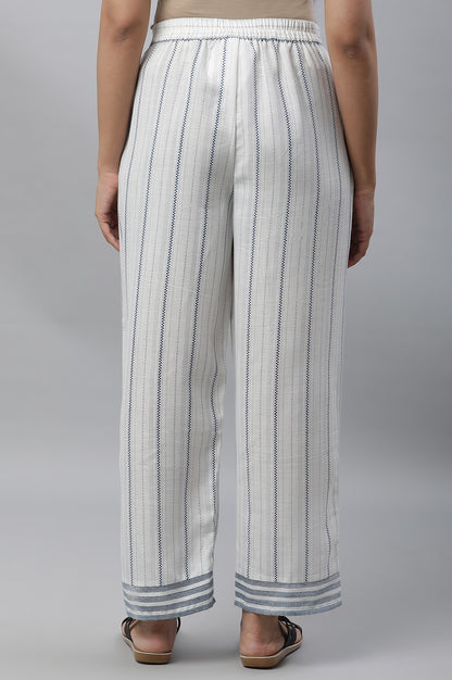 White Stripe Printed Narrow Palazzo Pants