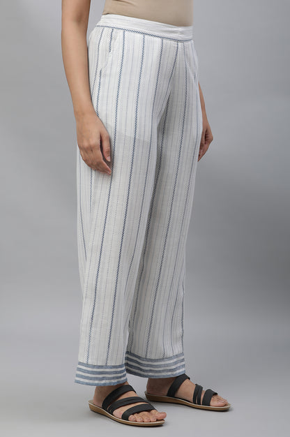 White Stripe Printed Narrow Palazzo Pants