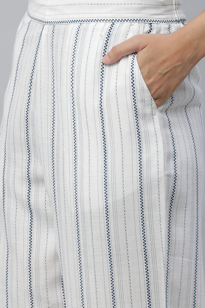 White Stripe Printed Narrow Palazzo Pants