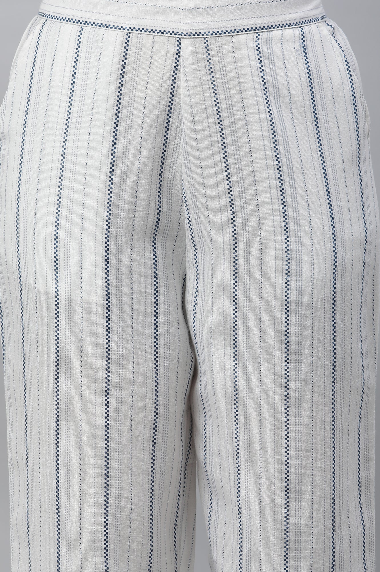 White Stripe Printed Narrow Palazzo Pants