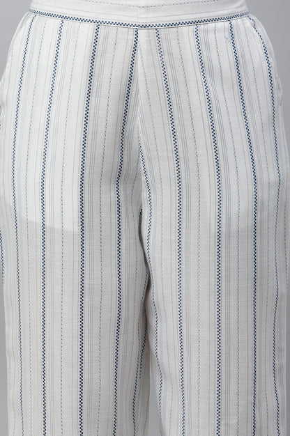 White Stripe Printed Narrow Palazzo Pants