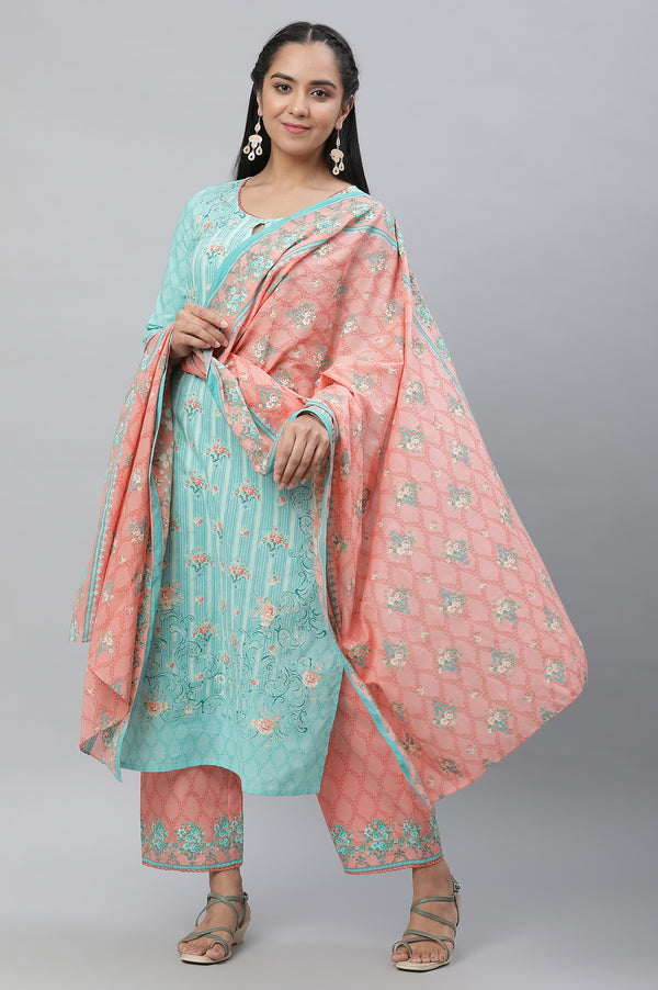 Peach Printed Narrow Palazzo Pants