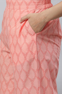 Peach Printed Narrow Palazzo Pants