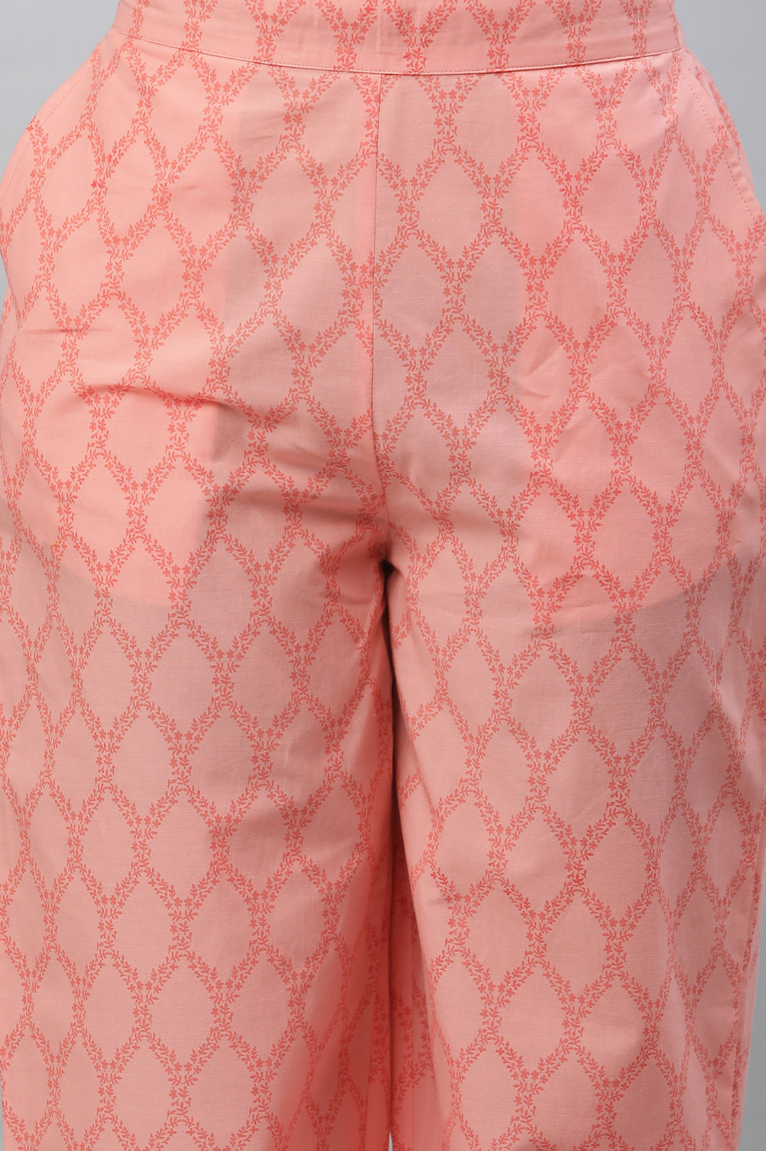 Peach Printed Narrow Palazzo Pants