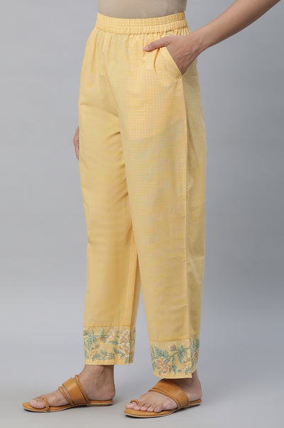 Yellow Floral Printed Narrow Palazzo